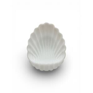 Hazel Atlas Milk Glass‎ Sea Shell Clam Vanity Trinket Soap Dish Vtg 5” EUC